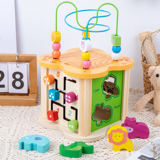 6 In 1 Play Children Wooden Toys Kids Colorful Playing Funny Toy Large Around Beads Educational Toy Children Gifts Math Toys