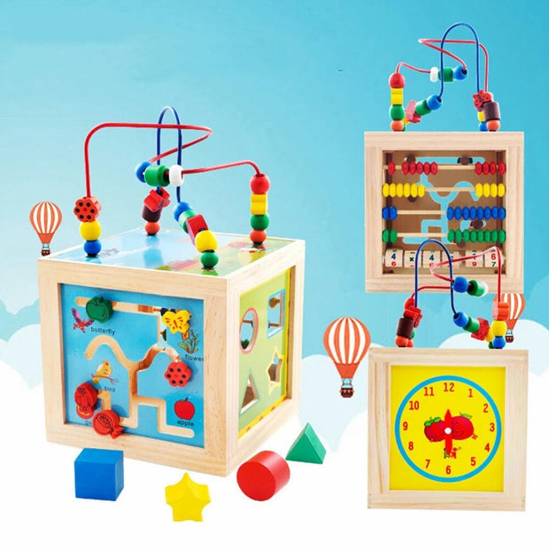 6 In 1 Play Children Wooden Toys Kids Colorful Playing Funny Toy Large Around Beads Educational Toy Children Gifts Math Toys