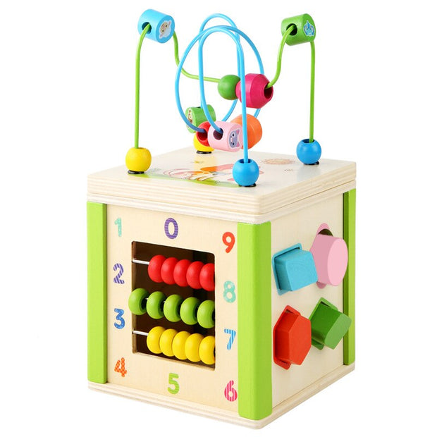 6 In 1 Play Children Wooden Toys Kids Colorful Playing Funny Toy Large Around Beads Educational Toy Children Gifts Math Toys