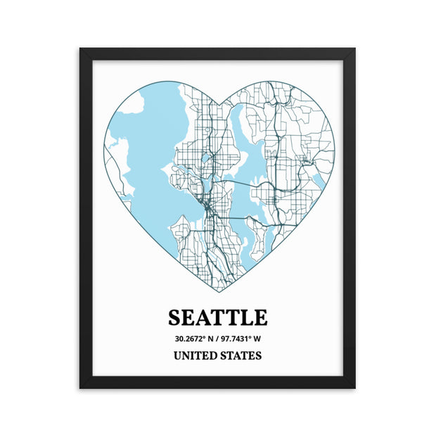 Seattle City Map Frame