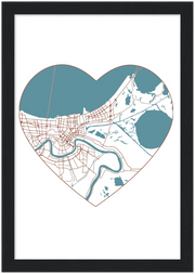 New Orleans City Love Wooden Framed Poster