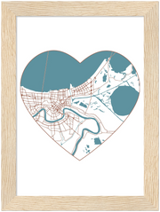 New Orleans City Love Wooden Framed Poster