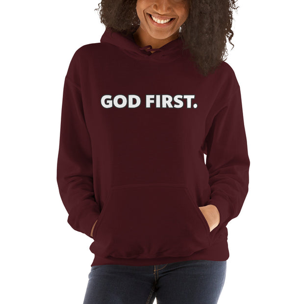 God First Classic Hoodie - White Print - (Quote - Revelations 22:20)